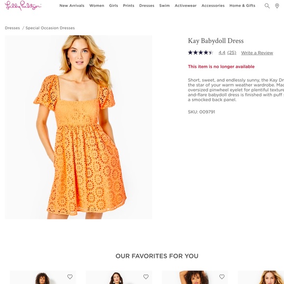 Precious orange Lilly Pulitzer baby doll dress size 10 - Picture 7 of 8